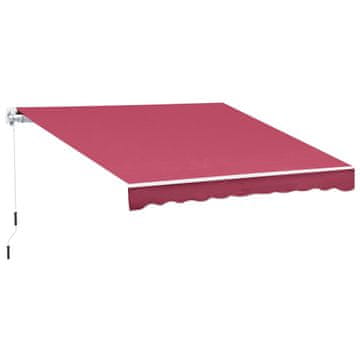 OUTSUNNY Ročno spuščana sončna tenda za vrata in okna, iz aluminija in poliestra proti UV, 3x2, 5 M, temno rdeča