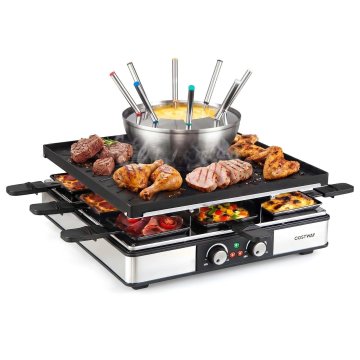 Northix Električni komplet za raclette žar in fondue, 2200 W, nelepljiv, za 8 oseb