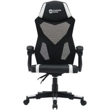 Canyon Flow gaming stol, Mesh, črno-bel (CNE-MCH01W)