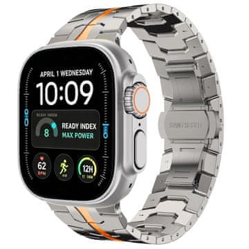 Tech-protect Stainless pašček za Apple Watch 44/45/46/49mm, titanium / orange