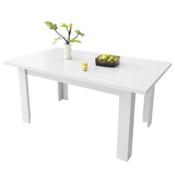 SONNENH Jedilna miza s skritim shranjevanjem, 120 x 70 x 75 cm, bela, MDF, štiri bele noge, za vsakodnevne obroke v kuhinji ali jedilnici