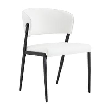 SONNENH Oblazinjeni jedilni stoli, komplet 2 kosov, višina 78 cm, bela, črne noge, PU umetno usnje, kovinske noge, za kuhinjo in jedilnico