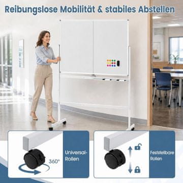 Northix Mobilna dvostranska magnetna tabla s kolesi, 120 x 90 cm