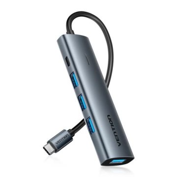 Vention USB-C hub, 4× USB 3.0, 0,15 m, siv