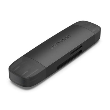 Vention Čitalnik kartic USB 3.0 A + USB-C, SD/TF, črn