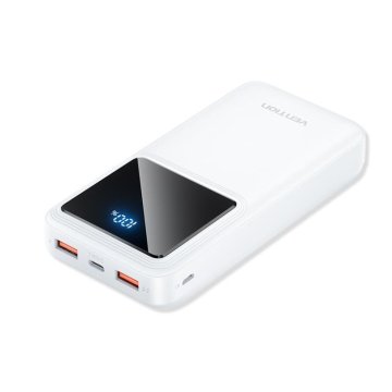 Vention Power bank 20.000 mAh 22,5 W, USB-C + 2× USB-A, LED, bel