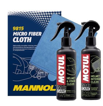 Motul M1 Clean vizir + M2 Clean čelada + komplet iz mikrovlaken - Moto darilo