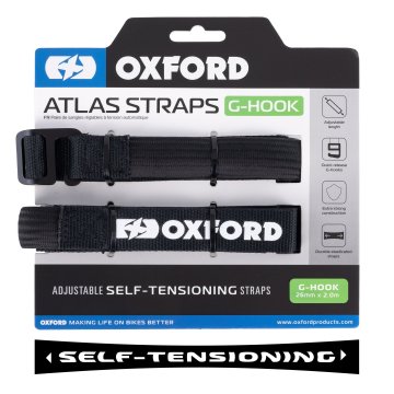 Oxford Atlas Cargo Trak 26 mm x 2 m črne barve z G-kaveljčkom
