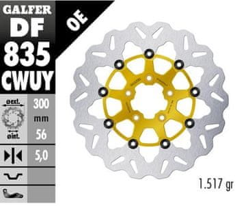 Galfer SPREDNJI ZAVORNI DISK HARLEY-DAVIDSON (300X56X5) PLAVAJOČA ZLATA BARVA