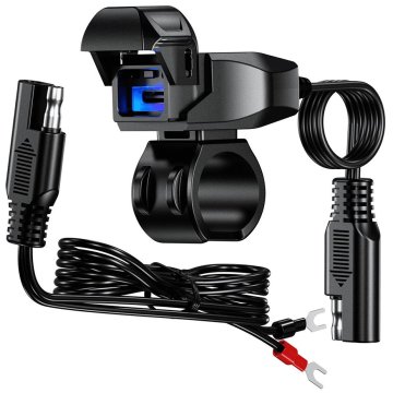 Biketec VTIČNICA ZA HITRO POLNJENJE USB ZA MOTOCIKEL ZA PRITRDITEV NA KRMILO (SAE PRIKLJUČEK)