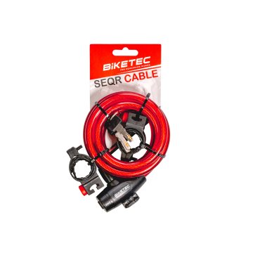 Bike VELIKOST KABELSKE KLJUČAVNICE BIKETEC SEQR: 12 MM KABEL, 1,8 M Z ŽEBELJKO, 3 KLJUČI