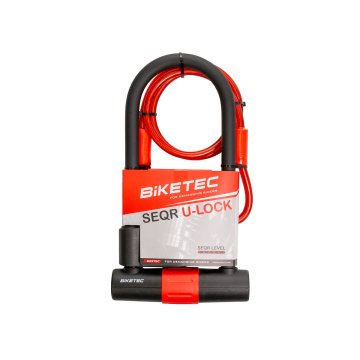 Bike BIKETEC SEQR U-LOCK Z VELIKOSTJO KABLA: 10 MM KABEL, 1,2 M Z ŽEBELJNICO 180 MM X 320 MM, 3 KLJUČI, 16 MM VEZICA