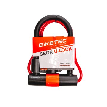 Bike BIKETEC SEQR U-LOCK Z VELIKOSTJO KABLA: 10 MM KABEL, 1,2 M Z ŽEBELJNICO 180 MM X 260 MM, 3 KLJUČI, 16 MM VEZENICA