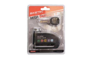 Bike Ključavnica za kolutne zavore Biketec Seqr z alarmom Screamer 100db, 6 mm zatič, 94 mm x 58 mm, 3 ključi