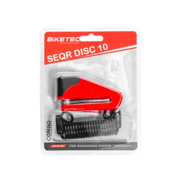 Bike BIKETEC SEQR ZAKLEPALNICA ZAVORNIH DISKOV - 10 MM ZATIČ, VELIKOST: 98,5 MM X 53,6 MM, 3 KLJUČI, VARNOSTNI KABEL
