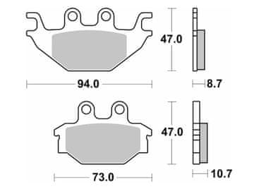 SBS ZAVORNE OBLOGE NOVE KH377 STREET STANDARDNE KERAMIČNE ČRNE YAMAHA MT 125 14-, YZF 125 08-18, ZADNJE