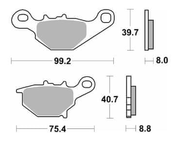 SBS ZAVORNE OBLOGE NOVE KH401 OFF-ROAD SINTER ZLATE BARVE SUZUKI RM 85 '05-'23