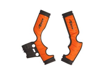 (RTECH) 2025/12 ŠČITNIKI OKVIRJA (KOMPLET) BI-MATERIAL SUPER GRIP KTM SX 65 '16-'24 BARVA ORANŽNA/ČRNA