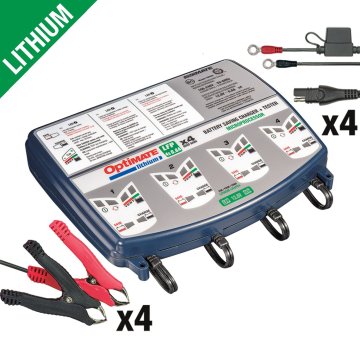Tecmate OPTIMATE 2026/01 POLNILEC ZA LITIJEVE BATERIJE 4S OPTIMATE 12,8 V / 13,2 V 0,8 A, 1-10 Ah, LIFEPO4 / LFP, SAE ŠTIRI BATERIJE (ZA 4 BATERIJE) (EL) (6)