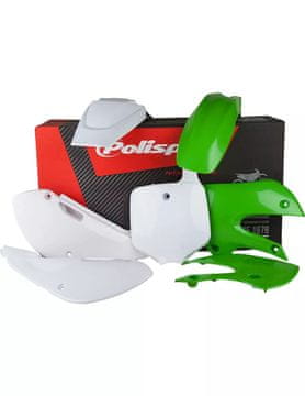 Polisport PLASTIČNI KOMPLET KAWASAKI KX 65 '00-'25 VKLJUČNO S SPREDNJO PLOŠČO (8661500010) BARVA ZELENA BELA