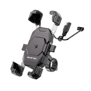 Bike DVOJNI DRŽALNIK ZA TELEFON ZA MOTOCIKEL BIKETEC PRO Z INDUKTIVNIM POLNILNIKOM IN USB-C (EL)