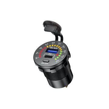 Bike BIKETEC PRO MOTOCIKELSKA VTIČNICA USB 3.0 QC USB-C/USB-A Z VOLTMETROM (EL)