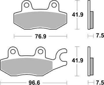 SBS ZAVORNE OBLOGE KH197 RACING DVOJNO KARBONOVO KAWASAKI EX 400 NINJA '18-'23, EX 250R NINJA '18-'20