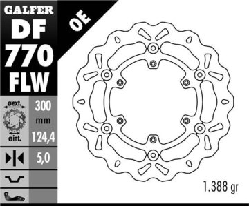 Galfer SPREDNJI ZAVORNI DISK KTM 950/990 ADVENTURE '02-'11, LC4 620/640/660/690 (300X124,4X5) WAVE