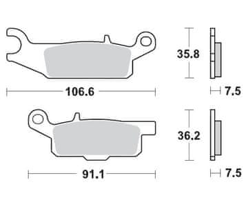 Moto Master ZAVORNE OBLOGE KH444 SINTER METAL OEM: 11 (SINTERPRO RACING) YAMAHA: YFM 700 GRIZZLY SPREDAJ-DESNI