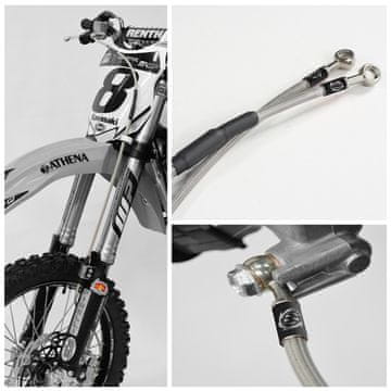 Moto Master JEKLENA PLETENA ZAVORNA CEV SPREDNJI BENZIN, HUSQVARNA, KTM SX/SXF 125/450 '04- (GLEJ OPIS IZDELKA) KRIŽNA
