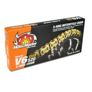 Moto Master POGONSKA VERIGA V6-520G X-RING ZLATA POGONSKA VERIGA ZLATE BARVE (120 ČLENOV, VKLJUČENA SPONKA)