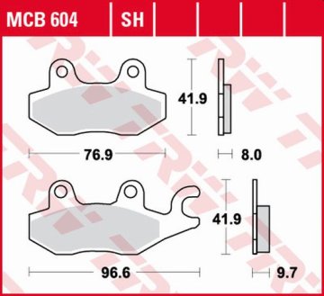 ZAVORNE OBLOŽNICE TRW ZF KH165/2 ORGANIC SUZUKI DR 800 97-99, TRIUMPH TIGER 1050 07-13, DYTONA 1200 93-97, TROPHY 1200 94-03, YAMAHA XTZ 750 89-97, ZADNJA