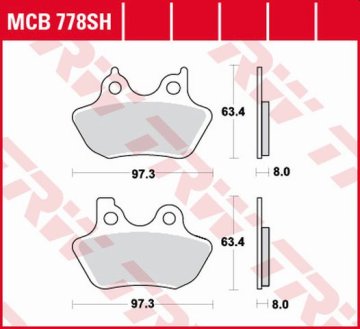 ZAVORNE OBLOŽNICE TRW ZF KH400 SINTER STREET XL 883 99-03, XL 1200 00-03, FLHRI / FLSTC / FXD 1450 99-07, FLHRC / FLHX / FXDL 1584 06-07, ZADNJA