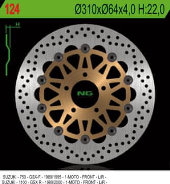 NG Sprednji zavorni disk za Suzuki GSXR 1100 '89-'00, 750 '89-'95 (310x64x4)