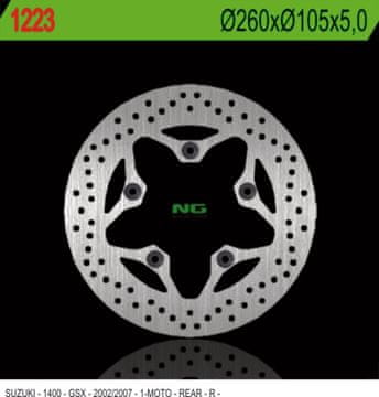 NG Zadnji zavorni disk za Suzuki GSX 1400 02-07 | 260x105x5 mm | 5x10,25 mm