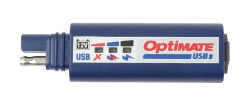 Tecmate OPTIMATE USB POLNILEC Z SAE PRIKLJUČKOM IN INDIKATORJEM NAPOLNJENOSTI BATERIJE (5V 2400MA) (EL)