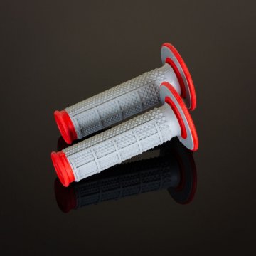 Renthal MX ročaji Dual Compound Tapered Half Waffle, sivi/rdeči