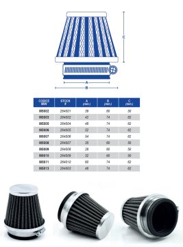 MIW kromiran stožčasti filter za avtomobile 60x74x62mm