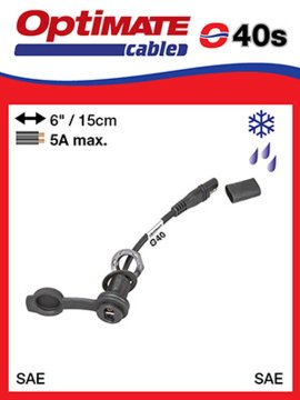 Tecmate OPTIMATE KABEL Z VTIČEM SAE IN VODOTESNO VTIČNICO SAE (DOLŽINA 15 CM) (EL)