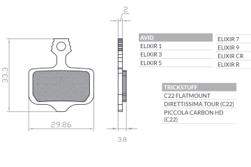 Brenta KOLO ZAVORNE OBLOGE ZA KOLO, ORGANSKI MTB / CESTNI KOLESI, POLMETALNE, USTREZA ZA AVID ELIXIR 9 / 7 / 5 / 3 / 1 / CR / R, SRAM XX, XO, DB1, DB 3, DB 5, LEVELT, LEVEL TL BR120