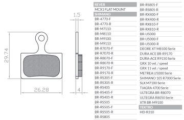 Brenta Zavorne ploščice Bike, sintrane kovinske, primerne za Shimano Dura Ace BR-R9170, Ultegra BR-R8070, XTR BR-M9100, BR-RS805, BR-RS505, BR-RS405, BR-RS305