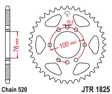 Zadnji zobnik JT JTR1825 43 Suzuki VL 250 Intruder LC LT 250 300 GN Jeklo
