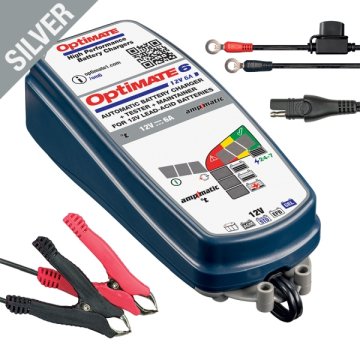 Tecmate OPTIMATE POLNILEC AKUMULATORJEV OPTIMATE 6 AMPMATIC 12V 6A, 3-144AH, AGM / GEL / STD, SAE (EL) - NADOMEŠČA TM180SAE