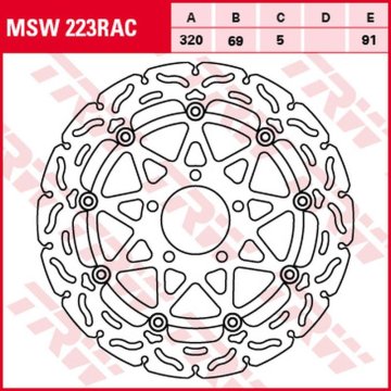 SPREDNJI ZAVORNI DISK TRW ZF SUZUKI GSX-R 600 '97-'03, GSX-R 750 '96-'03, GSX-R 1000 '01-'02, TL 1000R '98-'99, TL 1000S '97-'01, GSX 1300R HAYABUSA '99-'07, GSX 1400 '01-'07 (320X69X5MM) WAVE