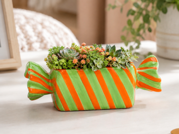 Keramični cvetlični lonček Candy zelen in oranžen 23 cm Pot Candy