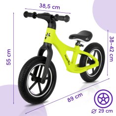 Otroško poganjalo za otroke, starejše od 2 let, 12" PU kolesa, lahka, 3,4 kg, Nylu limona