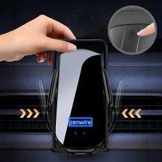 ZENWIRE W04 avtodržalnik za telefon z brezžičnim polnilnikom, mrežo vetrobranskega stekla, kokpitom