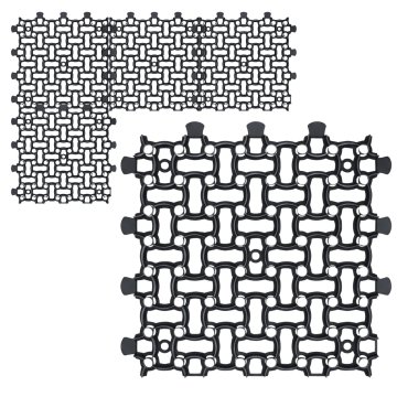 4 kosi/1 m² deske za ogrado, deska za ogrado, mreža za trato (50 x 50 x 4 cm/kos) (črna)