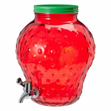 Home Szklany dyspenser do napojów 4L w kształcie truskawki