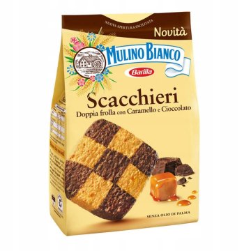 Mulino Bianco Scacchieri piškoti iz maslenega testa s čokolado in karamelo 300 g